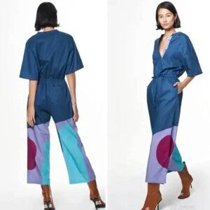 Stylish Blue Jumpsuit with Colorful Accents